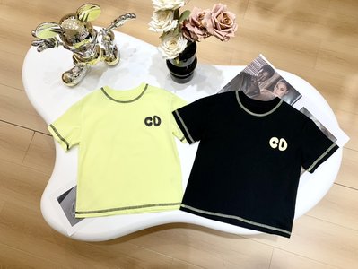 Dior Replica Clothing Kids Clothes T-Shirt Black Yellow Printing Kids Boy Girl Spring Collection Short Sleeve