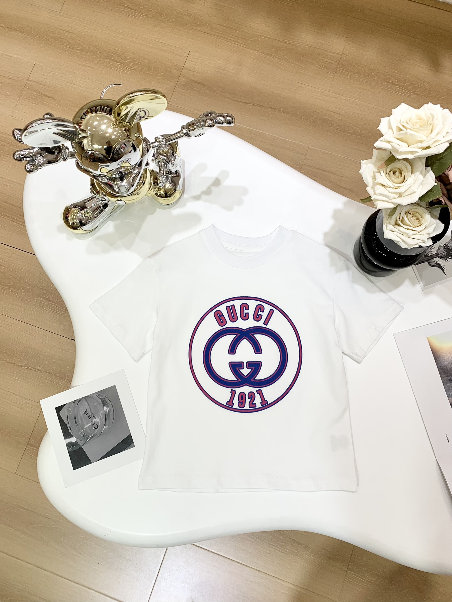 Gucci Kleding Voor Kinderen T-Shirt Wit Afdrukken Kinderen Jongen Meisje Lentecollectie Korte mouw