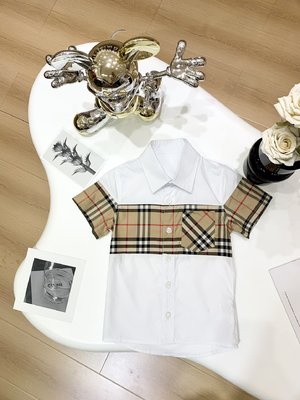 Burberry Good Clothing Kids Clothes Shirts & Blouses Shorts White Lattice Kids Boy Girl Spring Collection