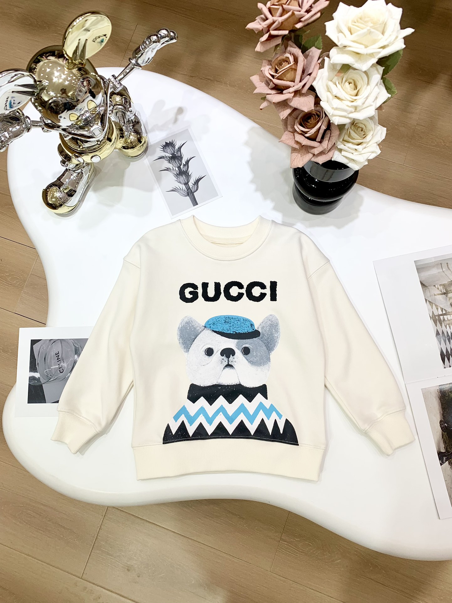 Gucci Clothing Kids Clothes Sweatshirts Apricot Color Printing Kids Boy Girl Fall Collection