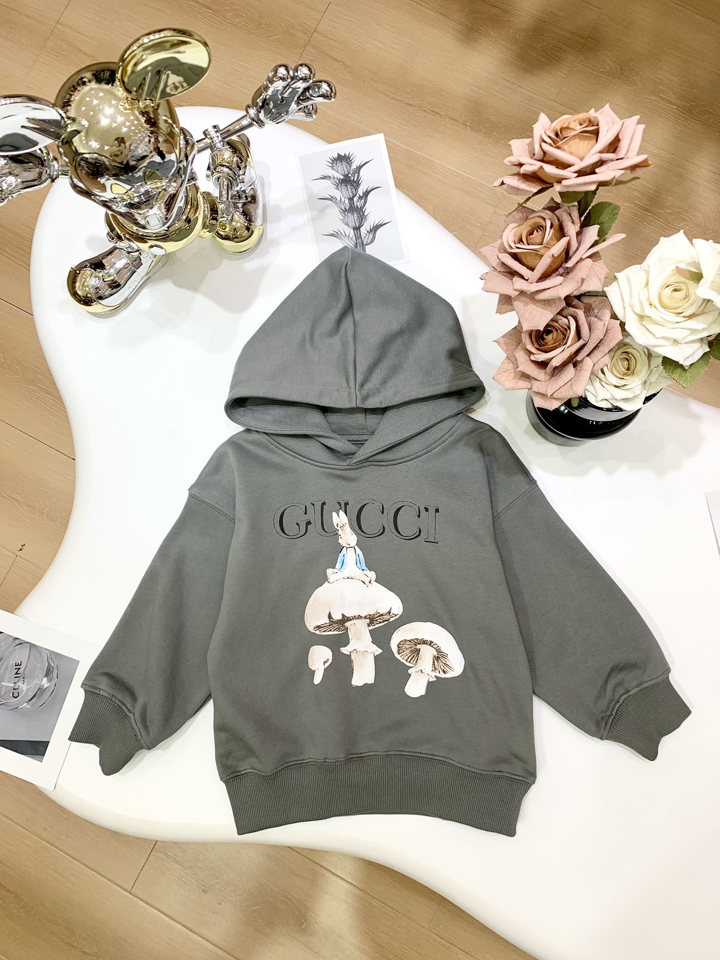 Gucci Clothing Hoodies Kids Clothes Grey Printing Kids Boy Girl Fall Collection Hooded Top