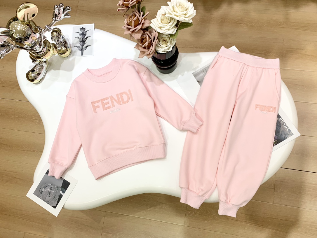 Fendi Clothing Kids Clothes Sweatshirts Two Piece Outfits & Matching Sets Pink Kids Boy Girl Fall Collection