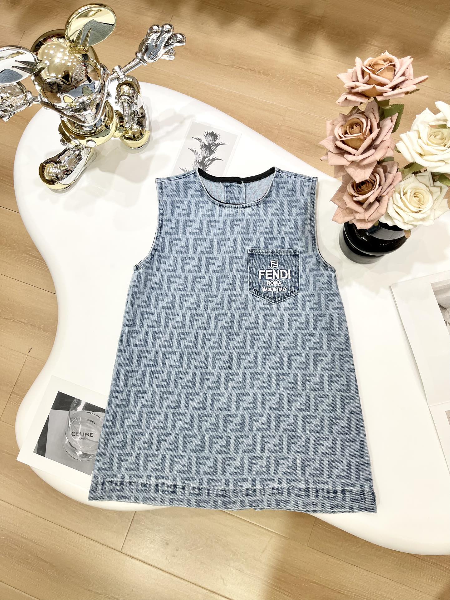 Shop the Best High Quality
 Fendi Clothing Kids Clothes Tank Tops&Camis Blue Printing Kids Girl Fall/Winter Collection