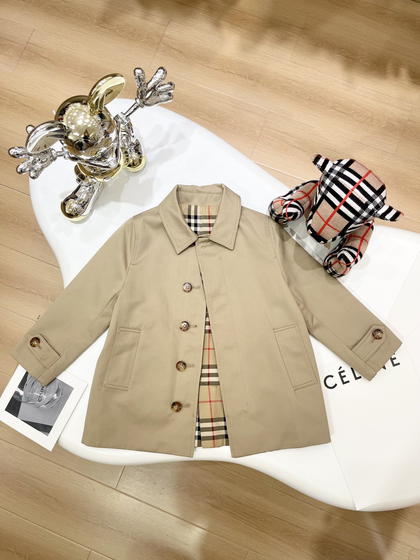 Burberry Clothing Coats & Jackets Kids Clothes Windbreaker Khaki Lattice Kids Girl Unisex Resin Fall/Winter Collection