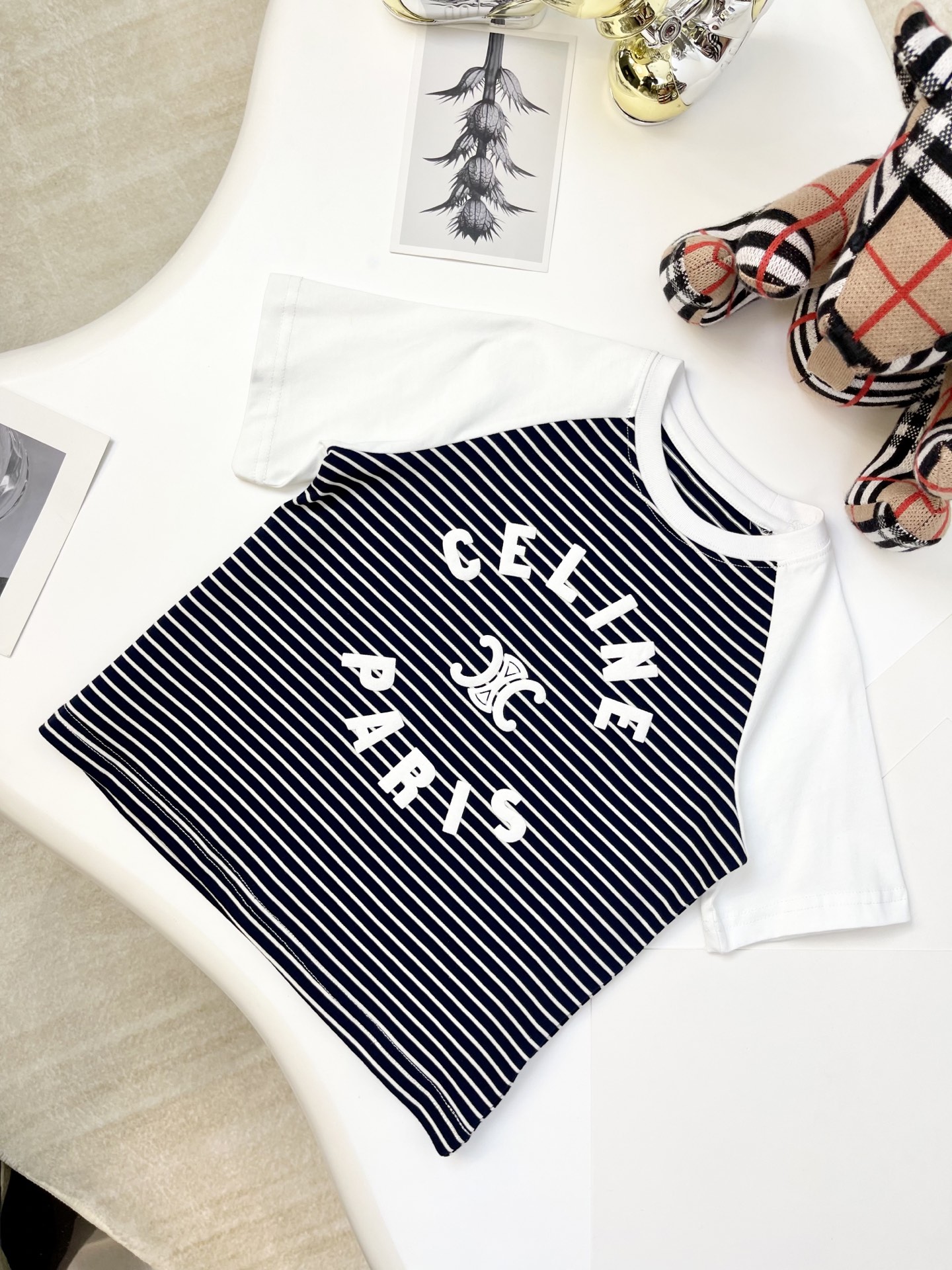 ❤️Sin Shao@88 CELINE 2025 verano niños nueva camiseta de manga corta con rayas raglán, tecnología de espuma, calidad or…
