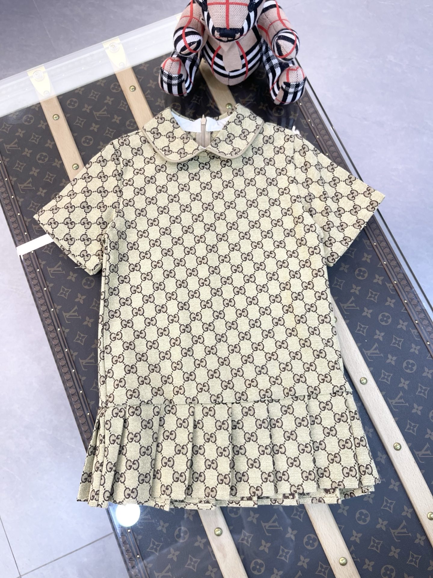 168 yuanes sin descuento tallas 100-150cm GUCCI 2026 nueva temporada de primavera para niños vestido, tela jacquard, ca…