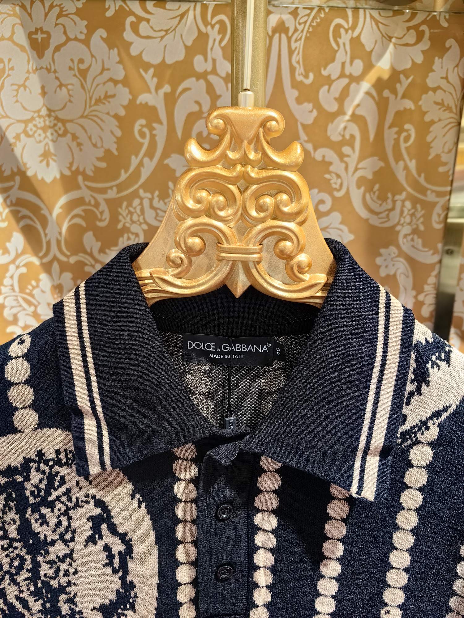 DOLCE & GABBANA Jersey Knit Polo Shirt with Roman Coin Print 2 a1742895079513 7566