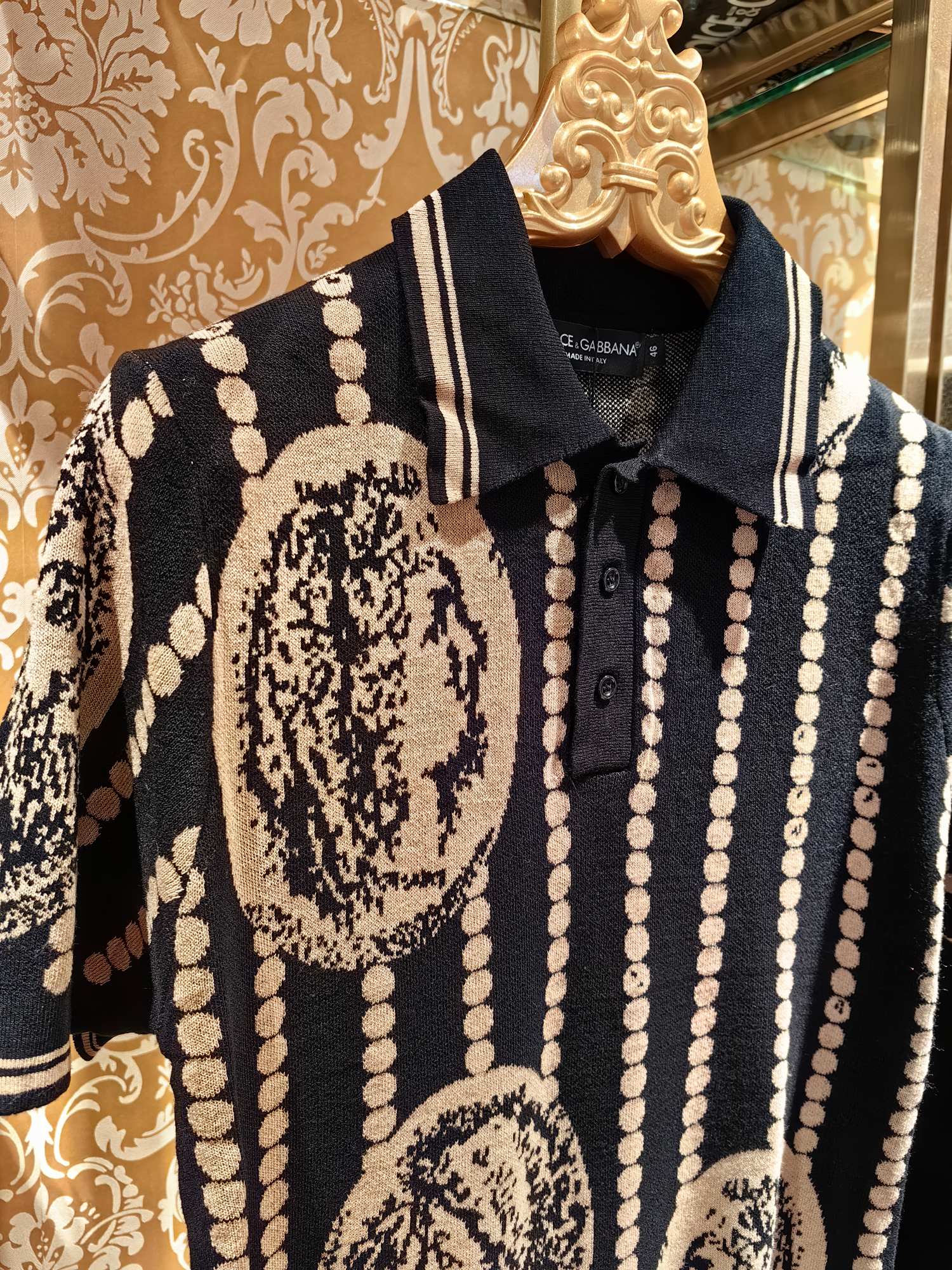 DOLCE & GABBANA Jersey Knit Polo Shirt with Roman Coin Print 3 a1742895079727 1283