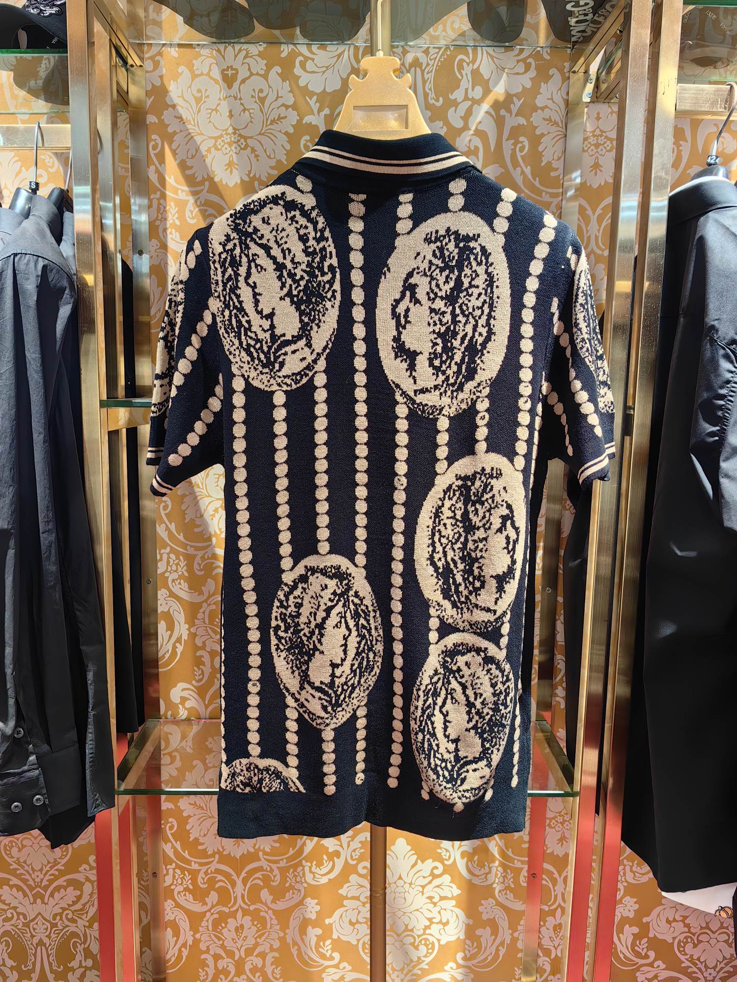 DOLCE & GABBANA Jersey Knit Polo Shirt with Roman Coin Print 9 a1742895081690 0275