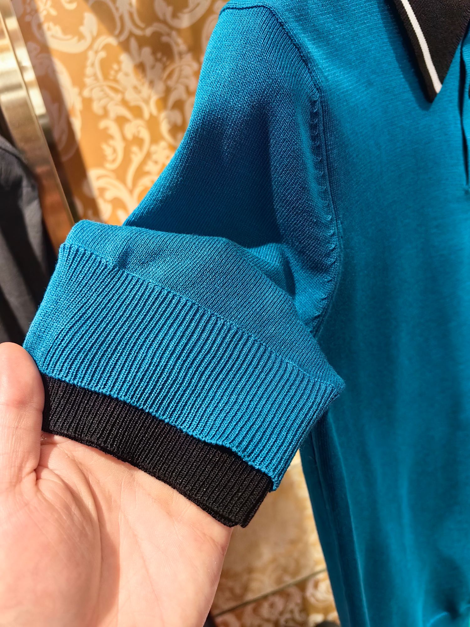 DOLCE & GABBANA Men's Blue Jersey Knit Polo Shirt with DG Embroidery 6 a1743054181544 8843