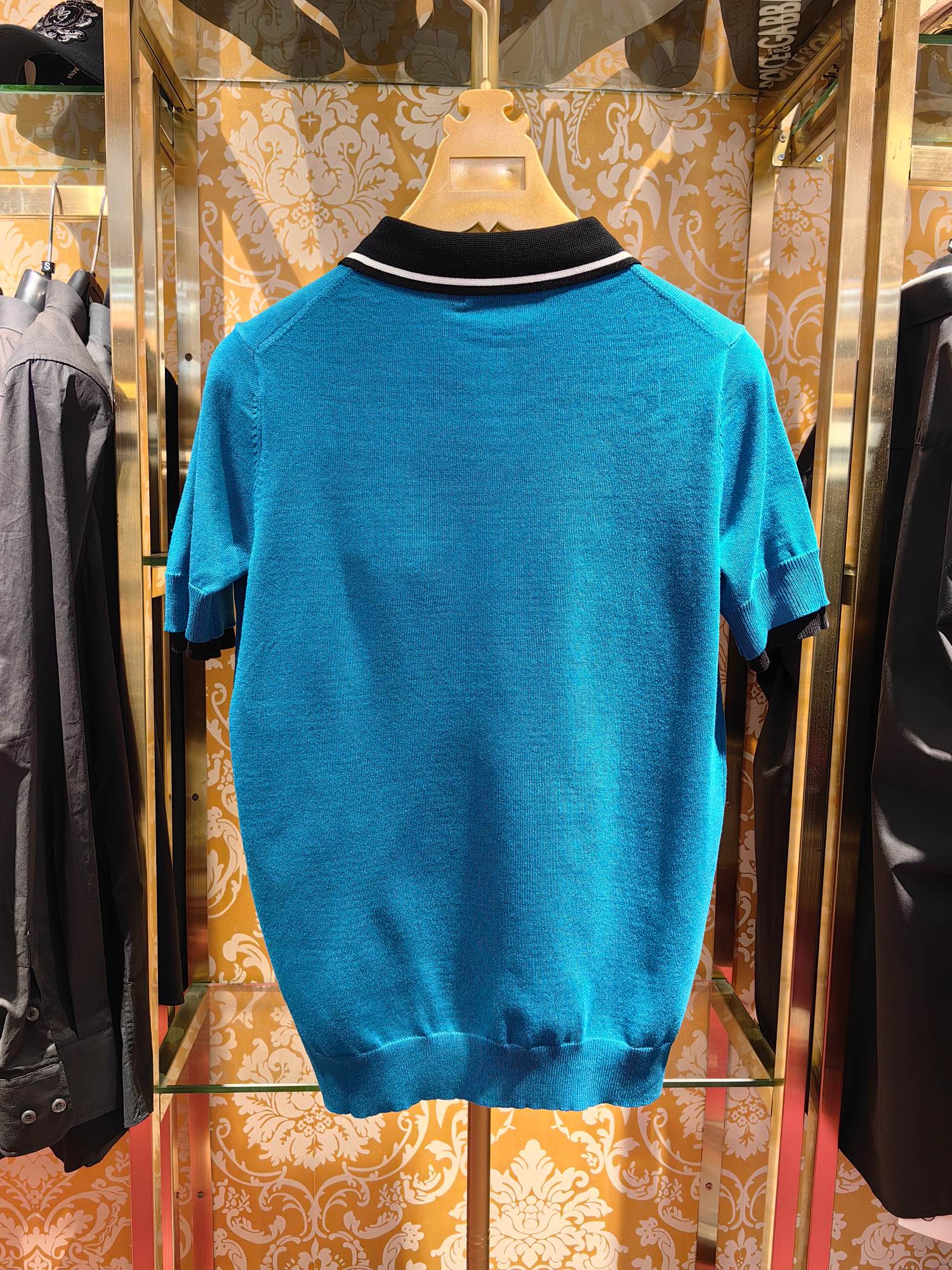 DOLCE & GABBANA Men's Blue Jersey Knit Polo Shirt with DG Embroidery 9 a1743054181915 6741