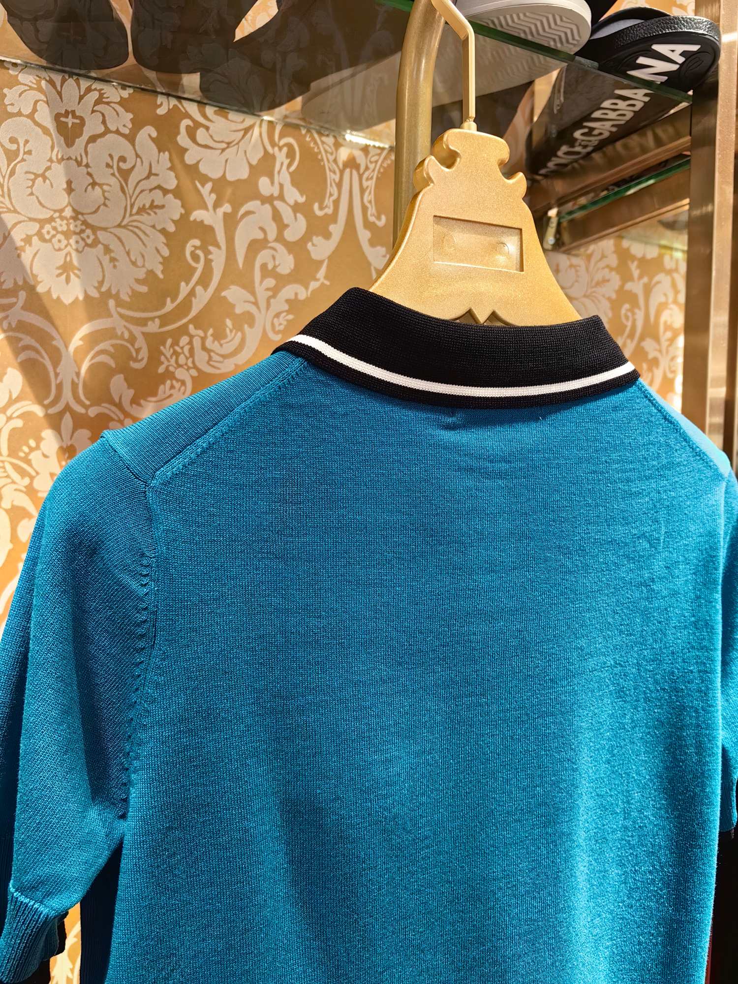 DOLCE & GABBANA Men's Blue Jersey Knit Polo Shirt with DG Embroidery 8 a1743054182117 6344