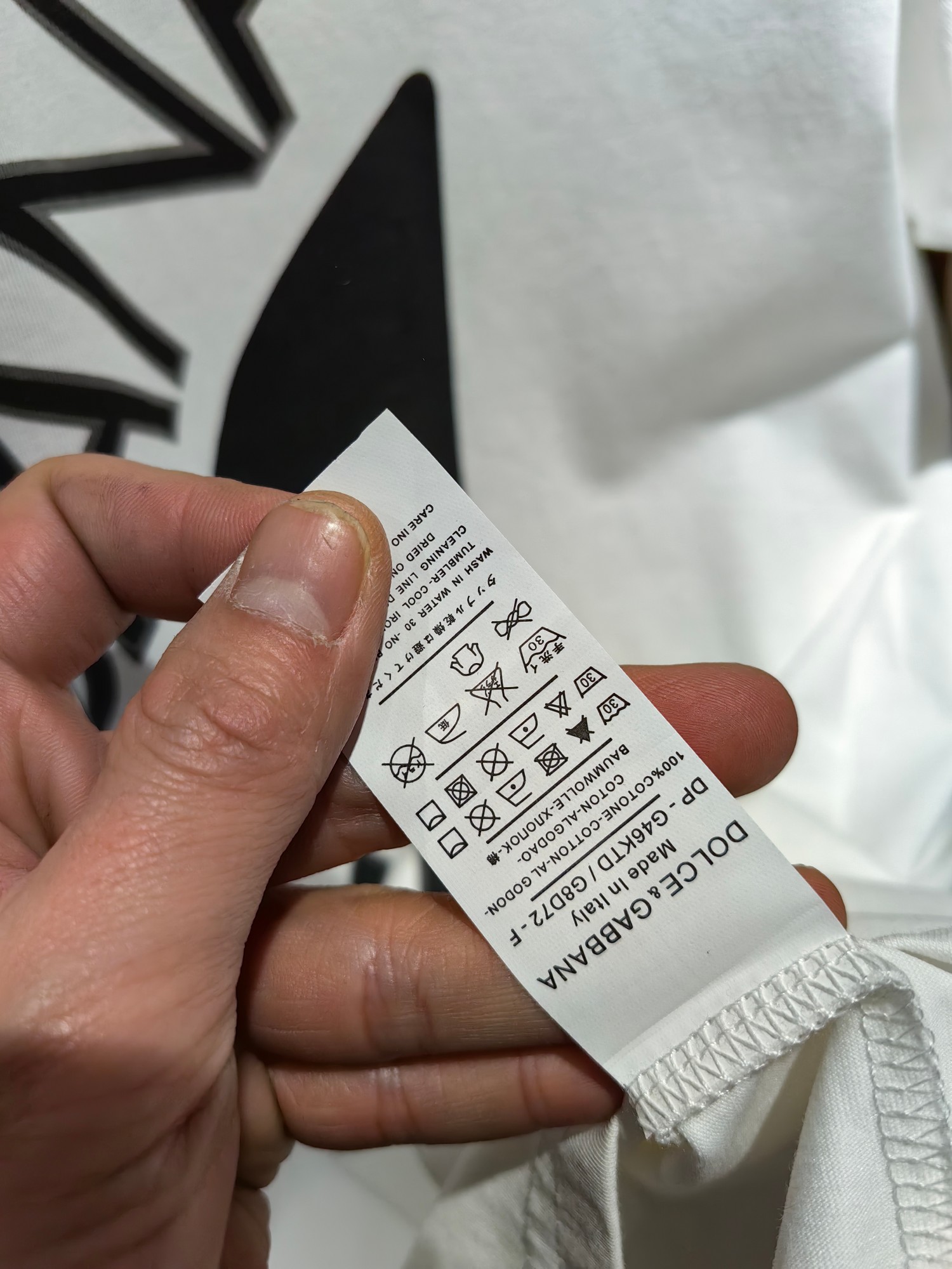 Dolce & Gabbana Men's White Cotton T-Shirt with Black Logo Print 5 a1743246351626 8734