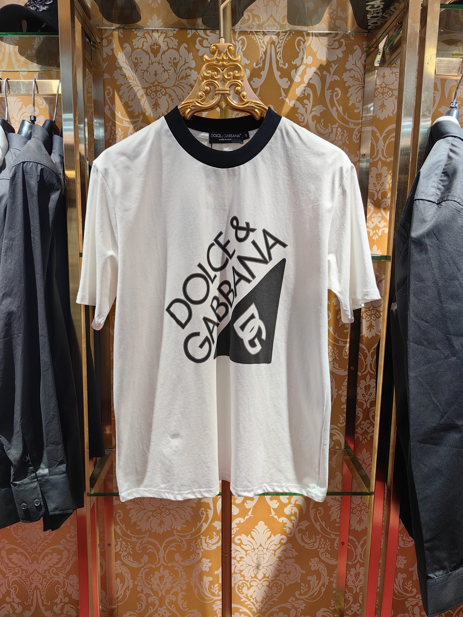 Dolce & Gabbana Men's White Cotton T-Shirt with Black Logo Print 1 a1743246351661 4475