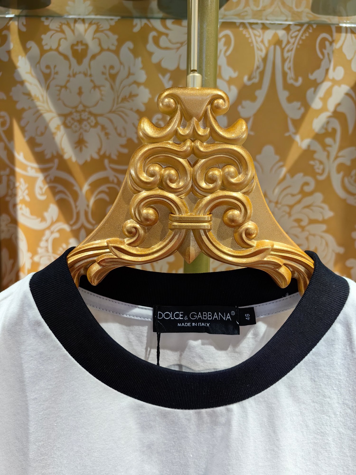 Dolce & Gabbana Men's White Cotton T-Shirt with Black Logo Print 3 a1743246352074 0854