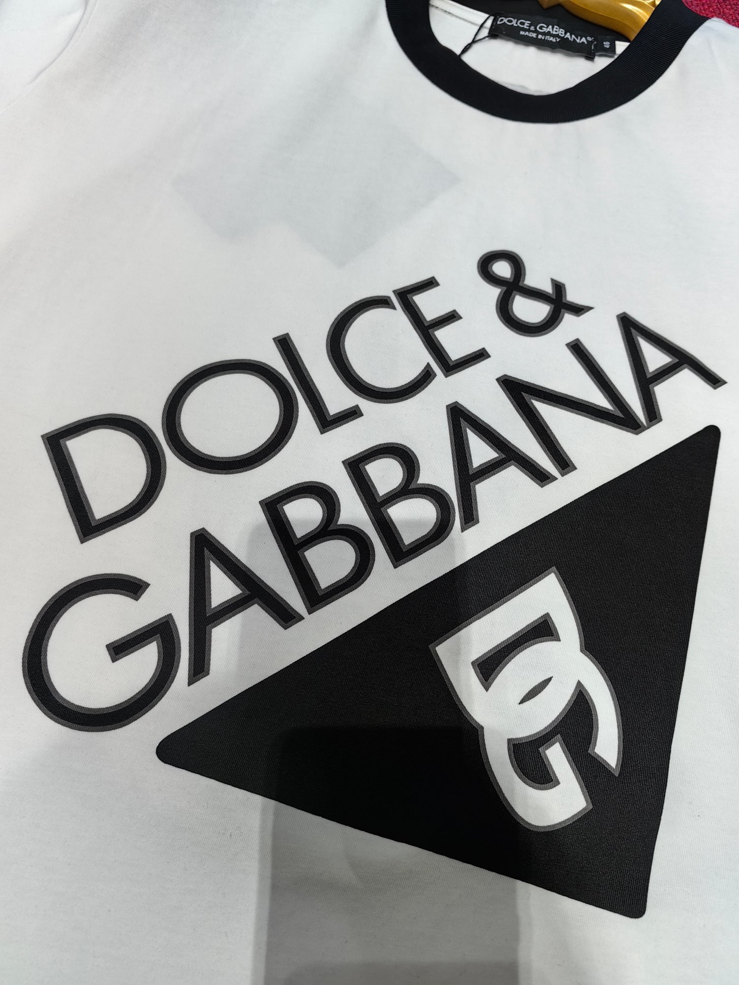 Dolce & Gabbana Men's White Cotton T-Shirt with Black Logo Print 4 a1743246352194 0642