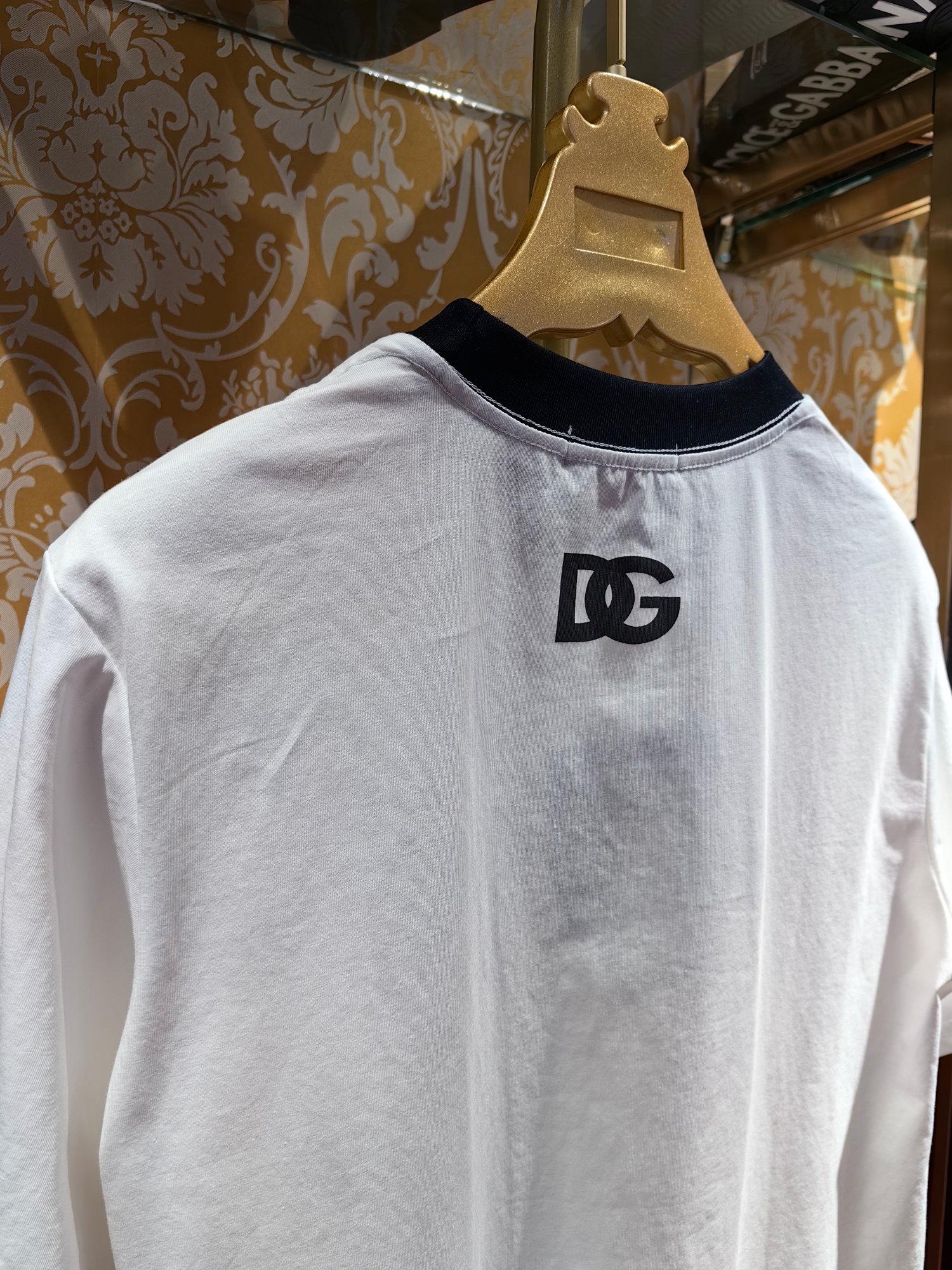 Dolce & Gabbana Men's White Cotton T-Shirt with Black Logo Print 8 a1743246353832 0504