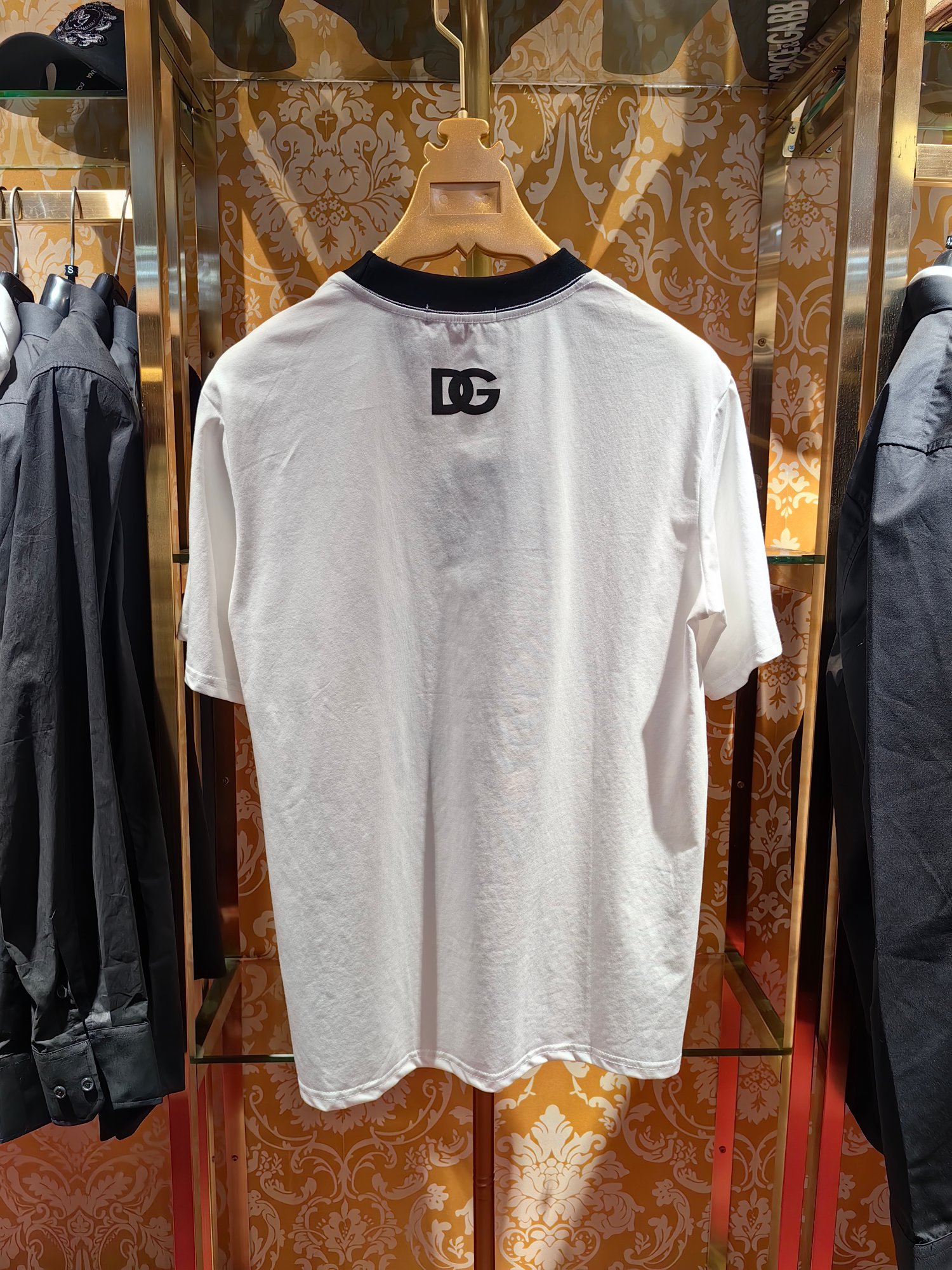 Dolce & Gabbana Men's White Cotton T-Shirt with Black Logo Print 9 a1743246353849 5160
