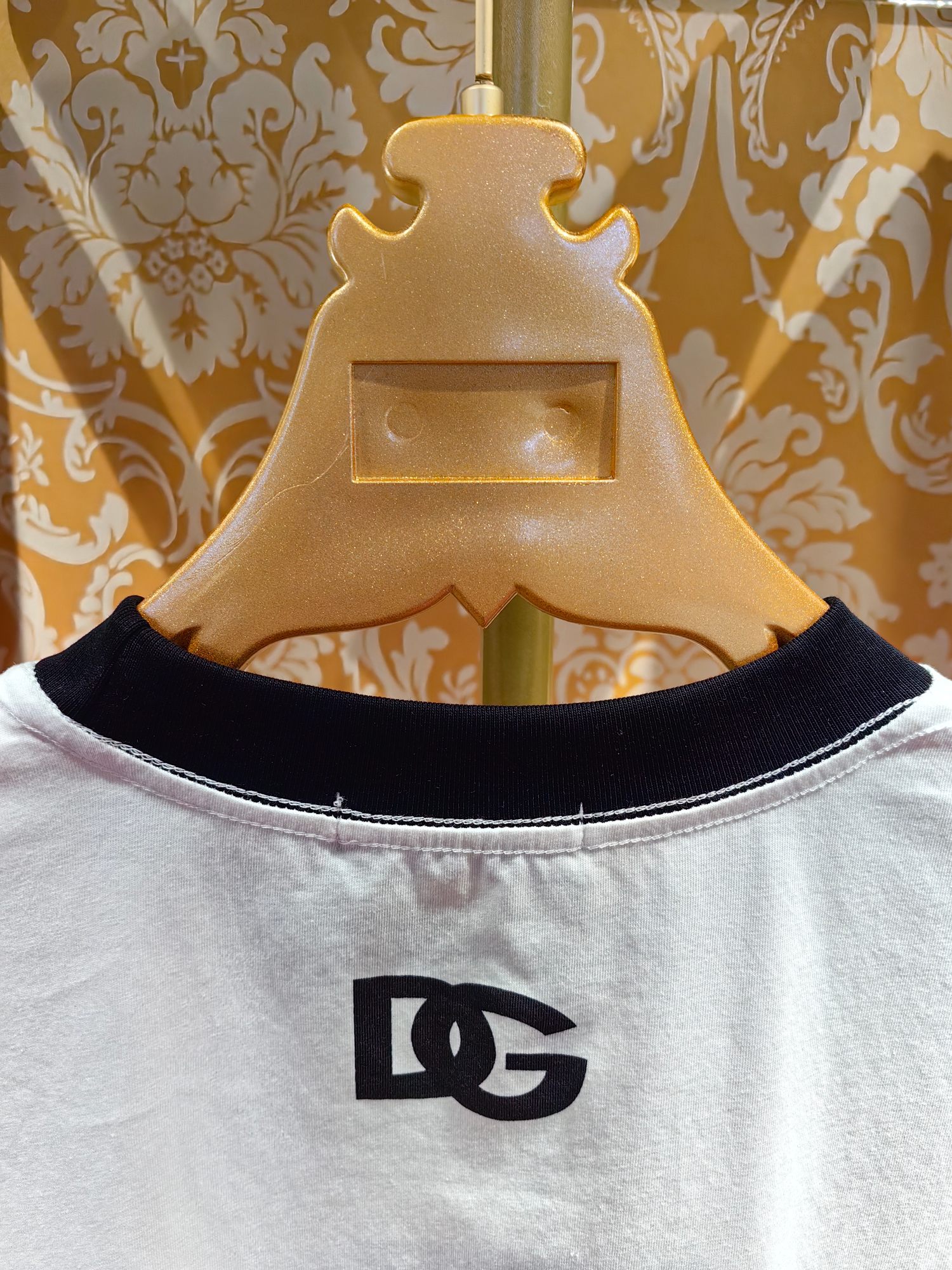 Dolce & Gabbana Men's White Cotton T-Shirt with Black Logo Print 7 a1743246353909 6216
