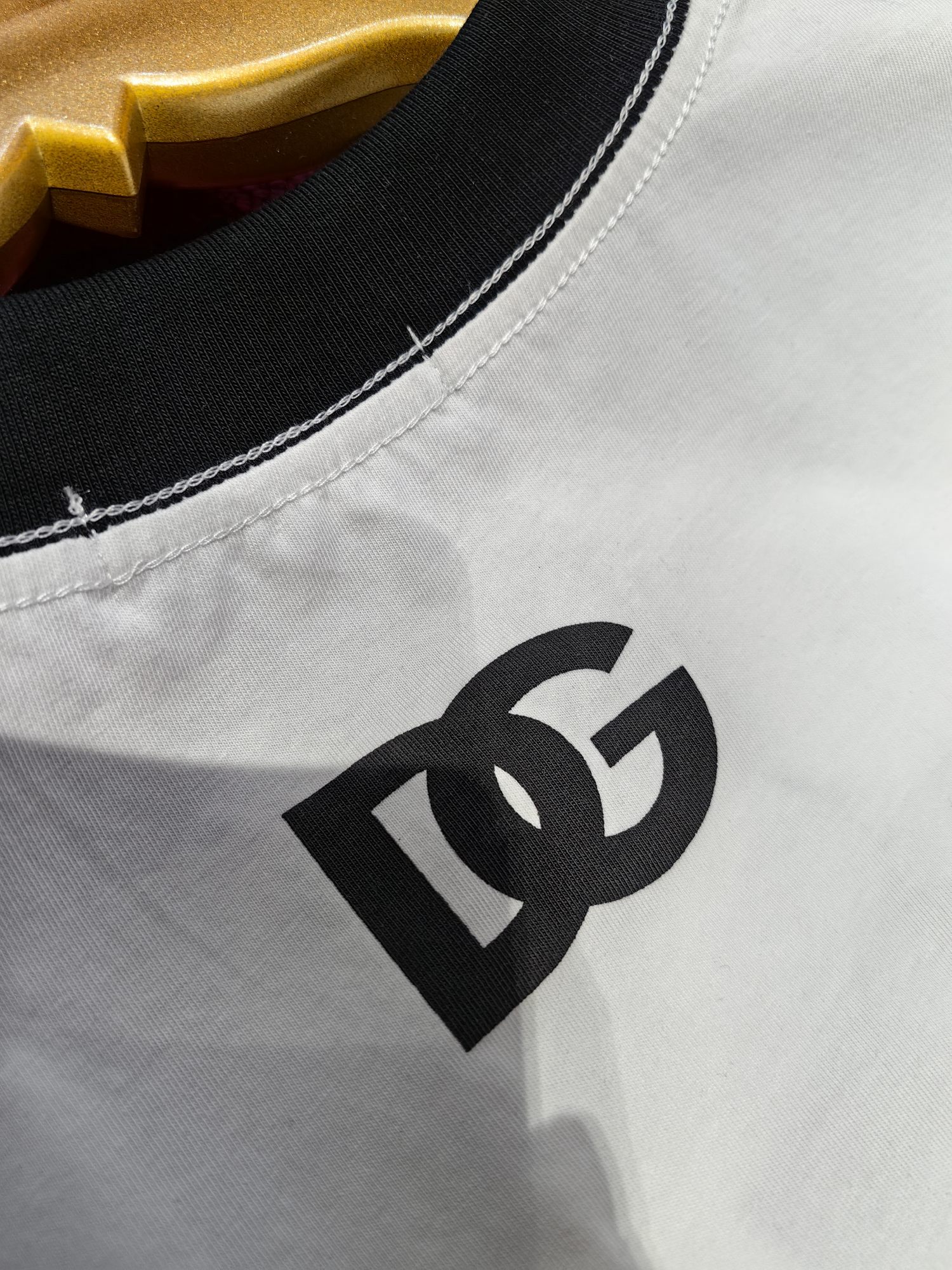 Dolce & Gabbana Men's White Cotton T-Shirt with Black Logo Print 6 a1743246353943 4768