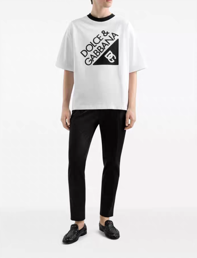 DOLCE & GABBANA Men's White Crew Neck T-Shirt with Logo Detail 1 a1743246567142 3535