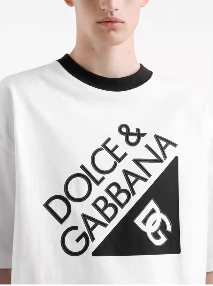 DOLCE & GABBANA Men's White Crew Neck T-Shirt with Logo Detail 3 a1743246567150 7585