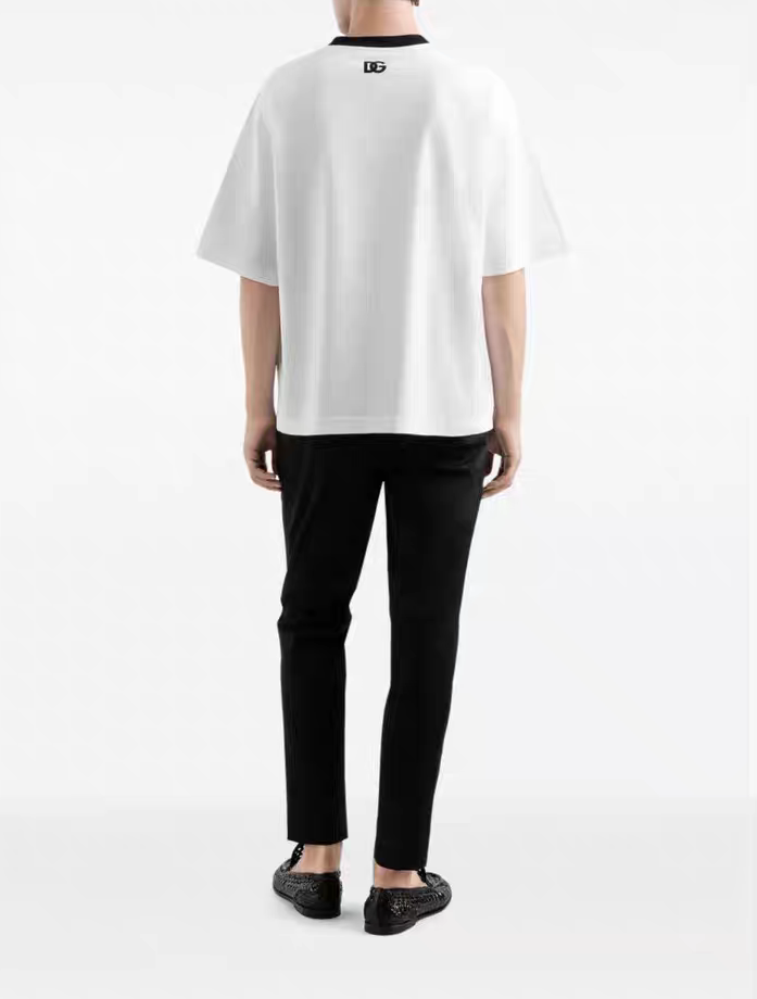 DOLCE & GABBANA Men's White Crew Neck T-Shirt with Logo Detail 2 a1743246567154 0572