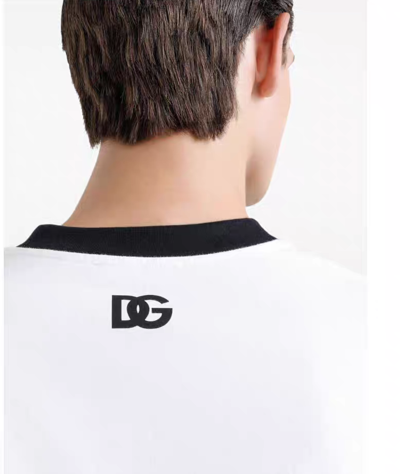 DOLCE & GABBANA Men's White Crew Neck T-Shirt with Logo Detail 4 a1743246567156 1073