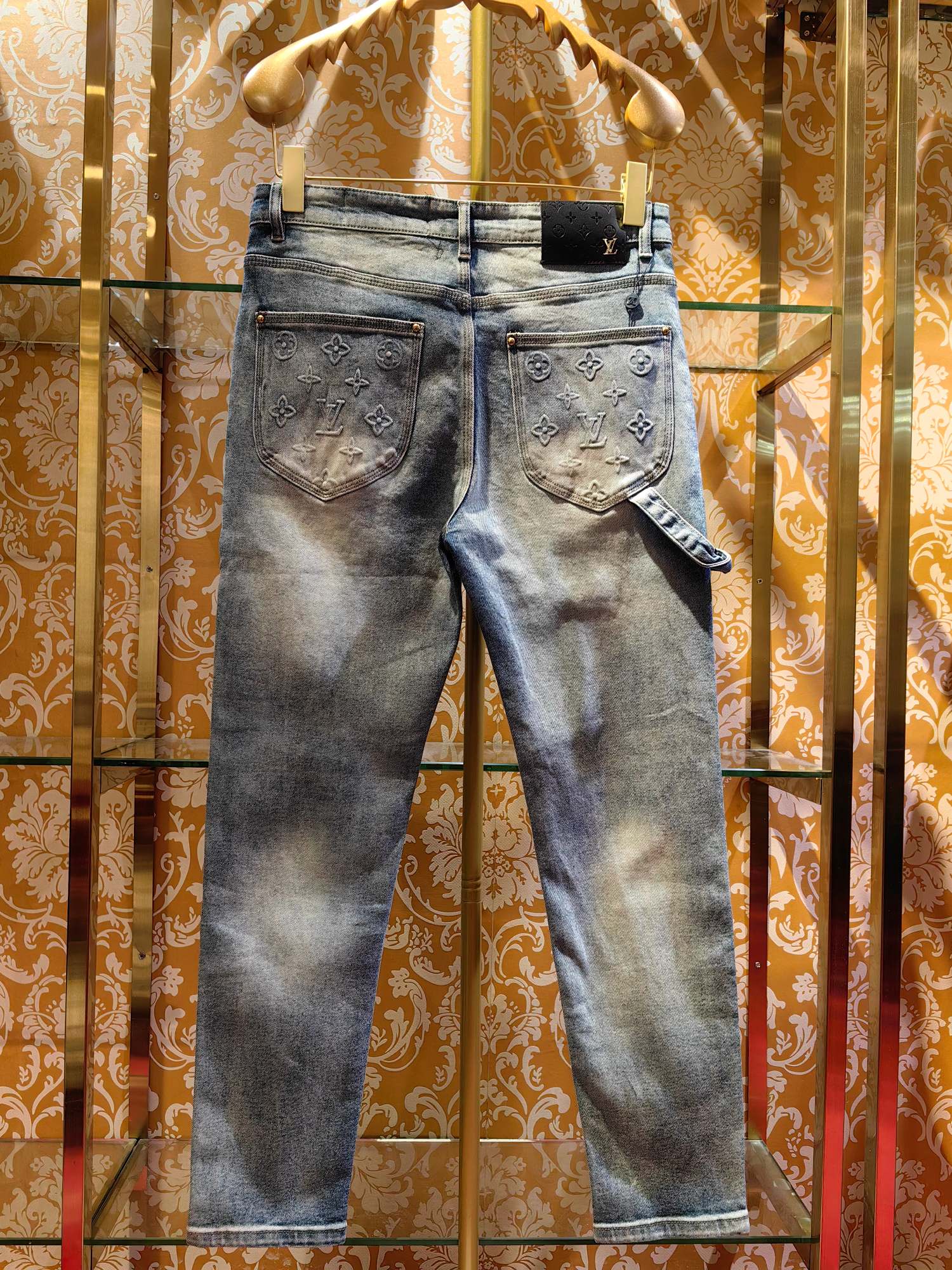 Louis Vuitton经典logo牛仔裤 - 高級水洗デザイン