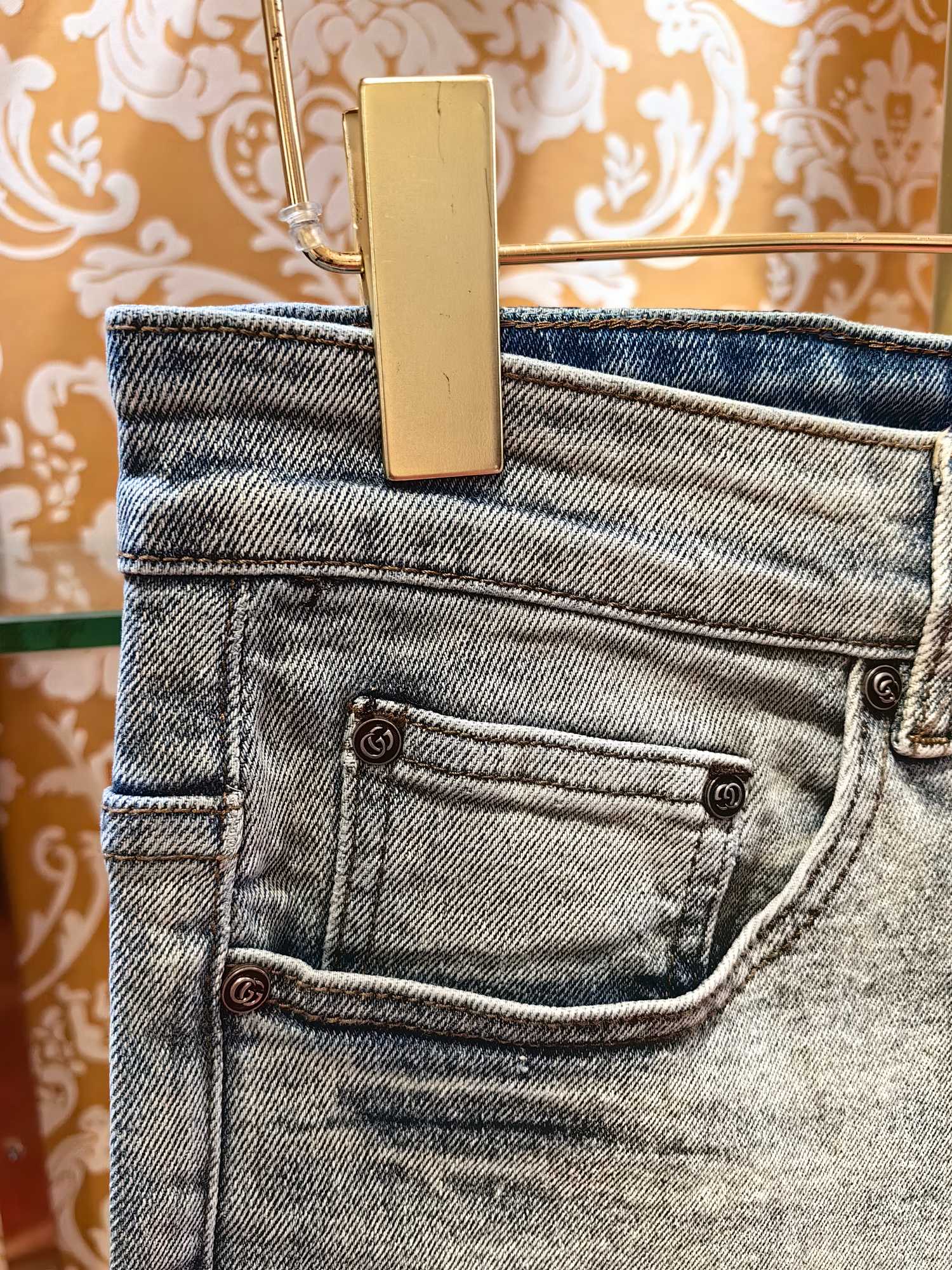 GUCCI p400専柜同步 高品質刺繍デニムパンツ