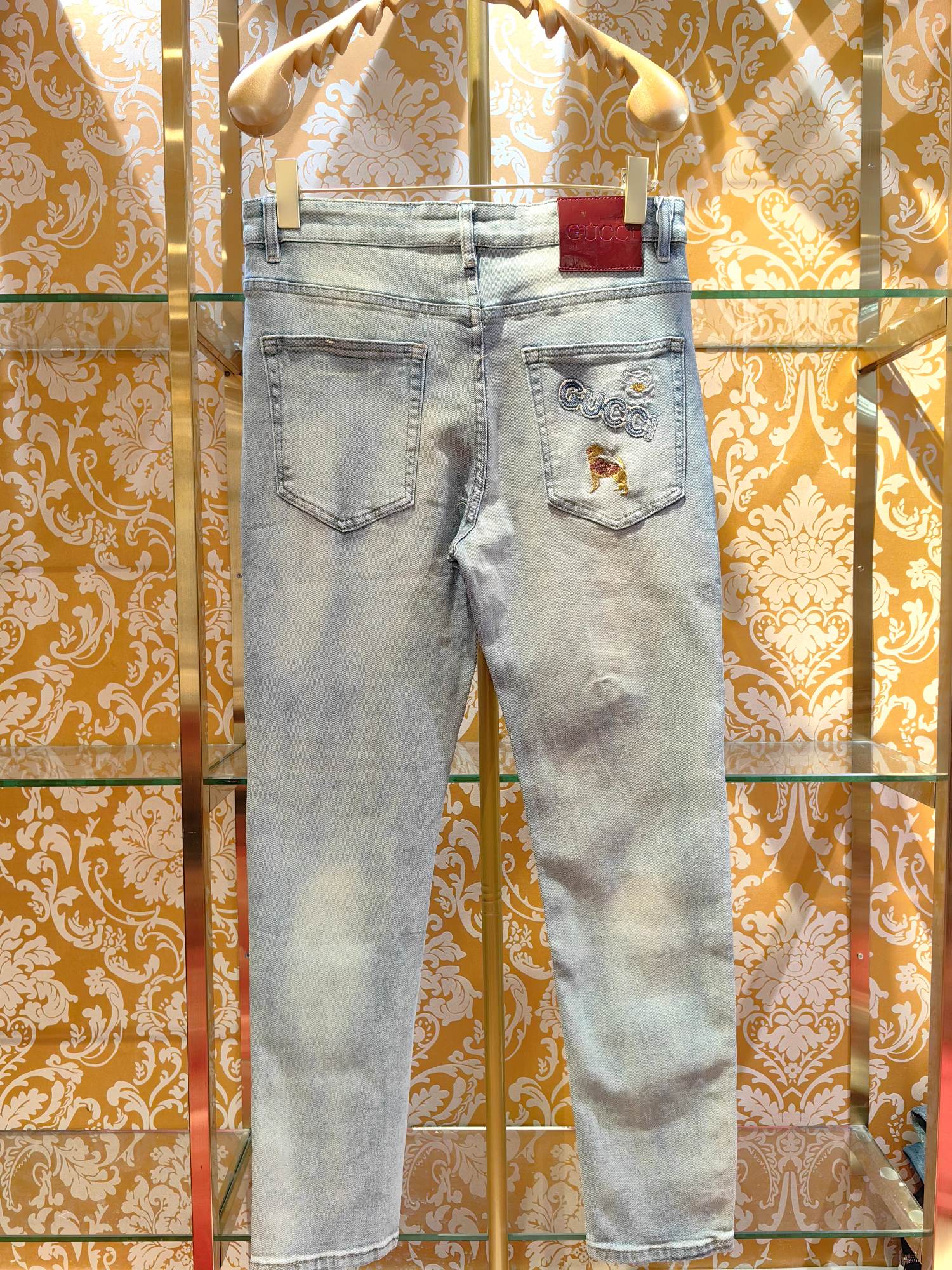 GUCCI p400専柜同步 高品質刺繍デニムパンツ