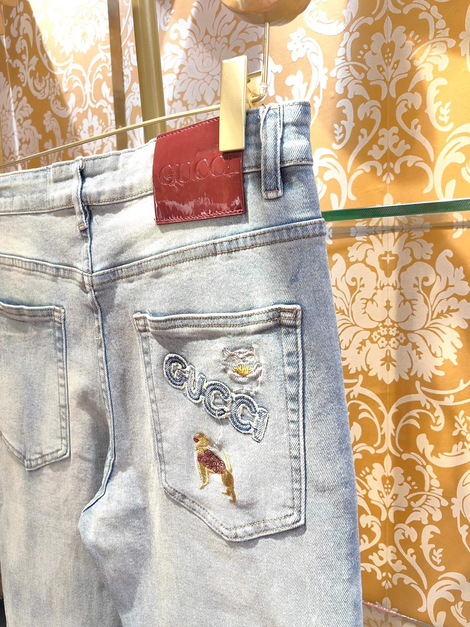 GUCCI p400専柜同步 高品質刺繍デニムパンツ