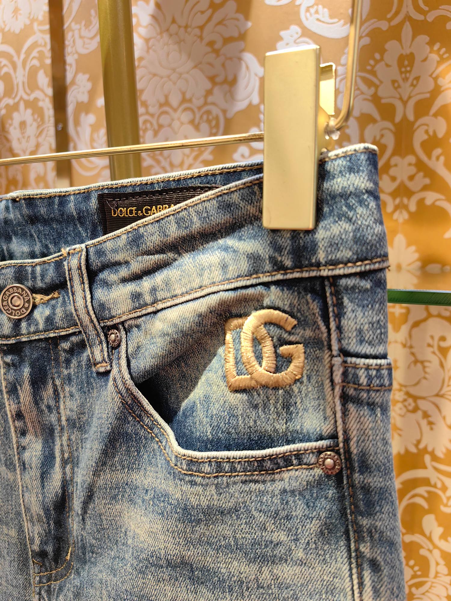 DOLCE & GABBANA p400専柜同步 デニムパンツ ブルー 修身デザイン