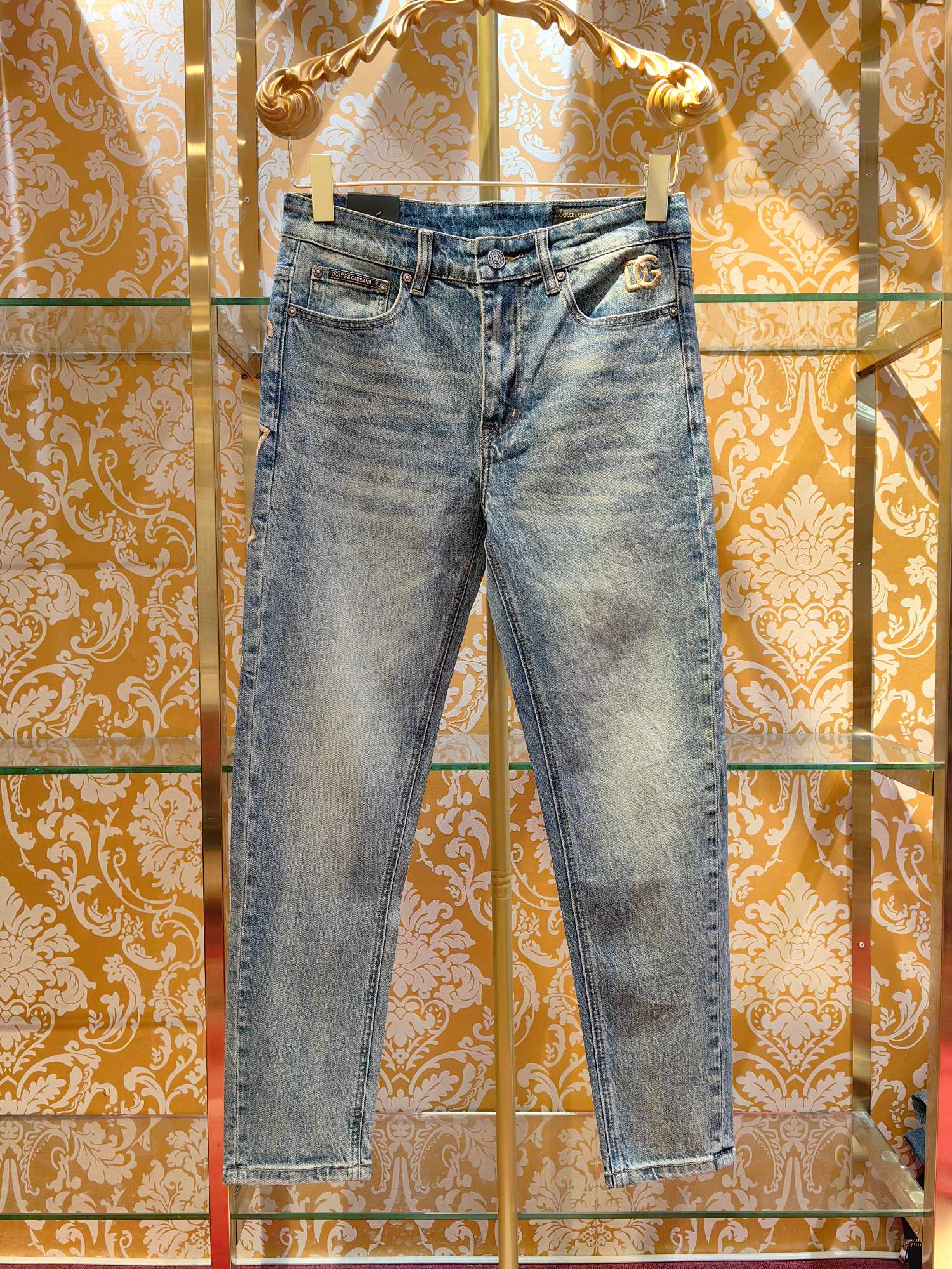 DOLCE & GABBANA p400専柜同步 デニムパンツ ブルー 修身デザイン