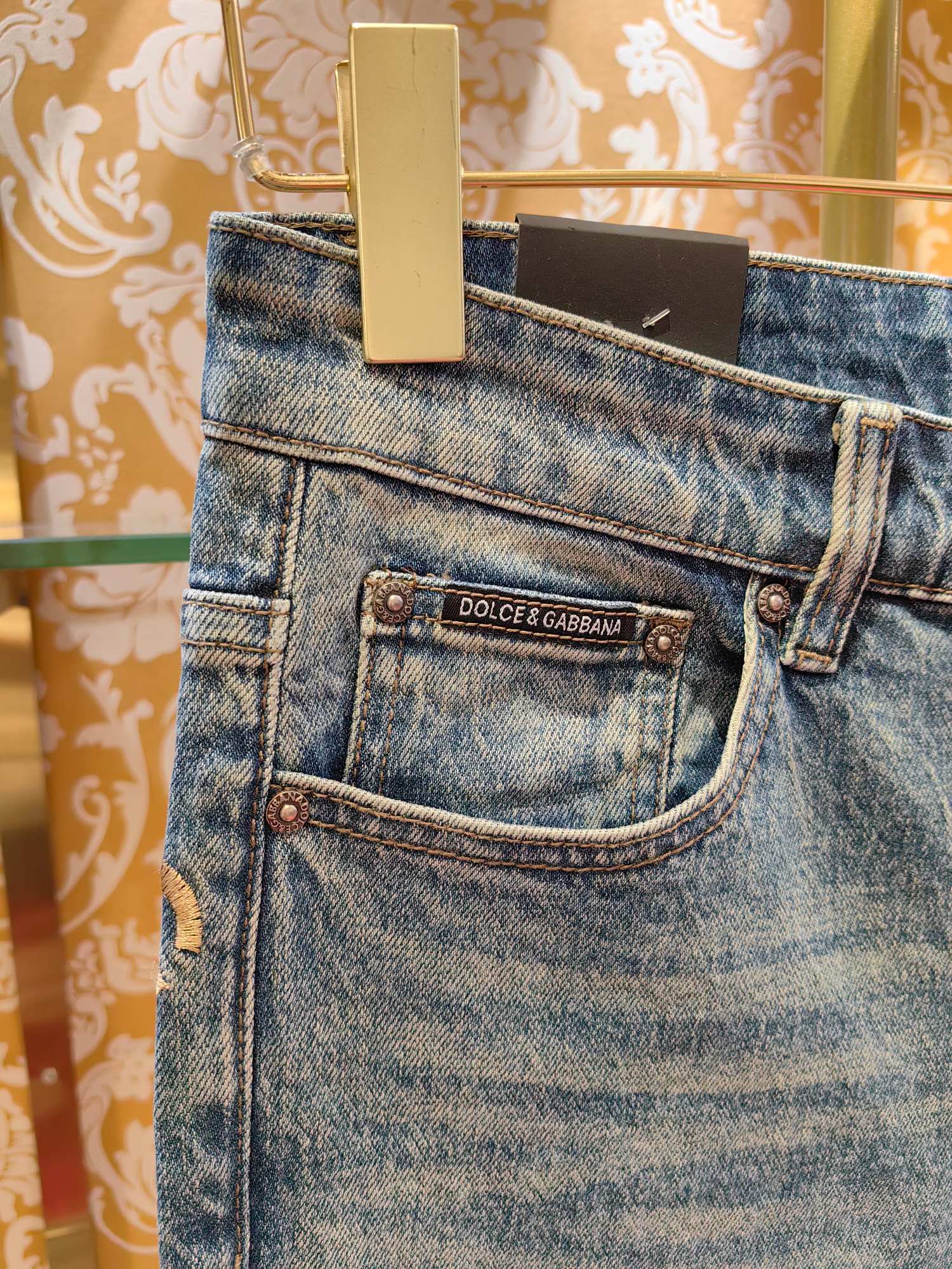 DOLCE & GABBANA p400専柜同步 デニムパンツ ブルー 修身デザイン