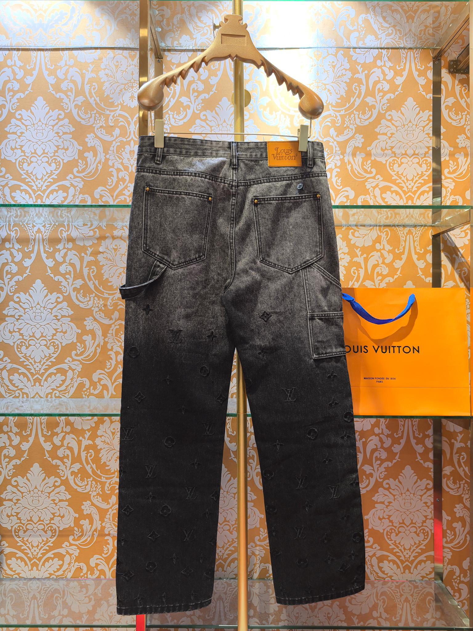 ルイ・ヴィトン P400 刺繍デザイン 牛仔パンツ