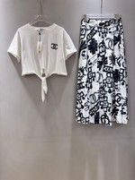 Chanel Clothing Skirts T-Shirt Printing Short Sleeve