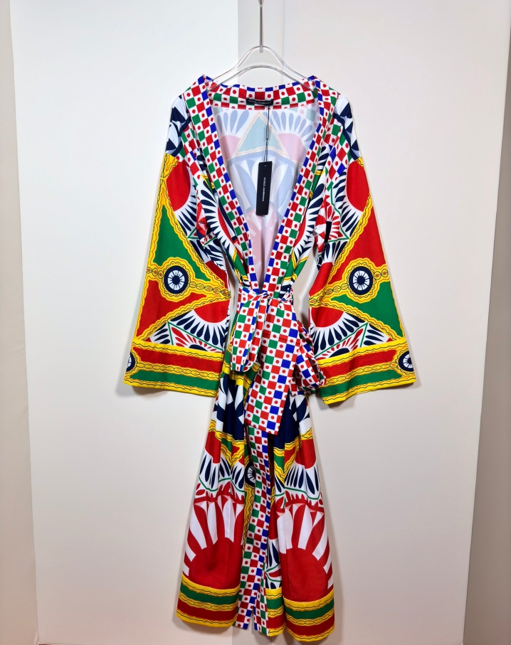 High-End Women’s Clothing with D&G/Dougabana Packaging: Geometric Prints, Long Waist Belt, Unisex Sizes - 图片 1