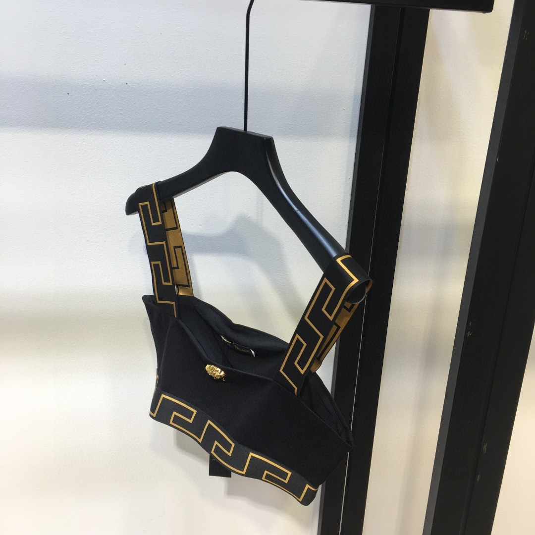 Versace women's Greek key trim Medusa metal buckle camisole and pleated skirt set, sizes S M L XL.-Big cat