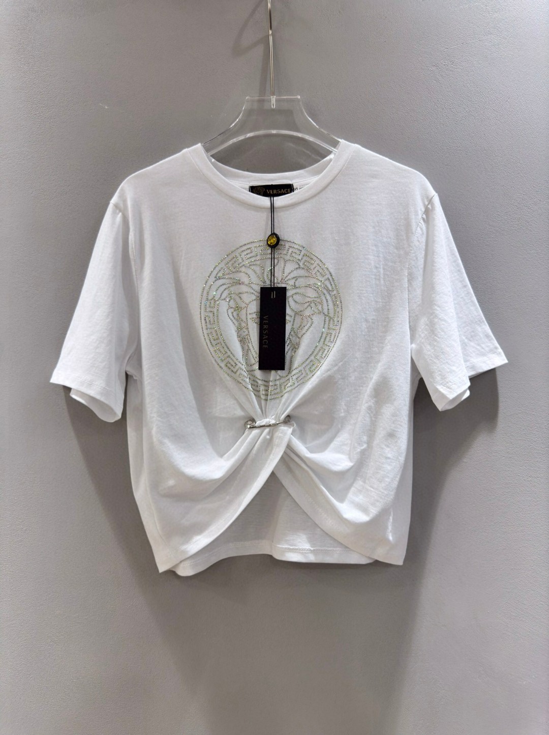 P299 HIGH-QUALITY WOMEN’S DRESS WITH PACKAGING VERSACE/ VAN SAGEUR MEDUSA’S METALLIC BUTTON T-SHIRT. SMLXL - 图片 8
