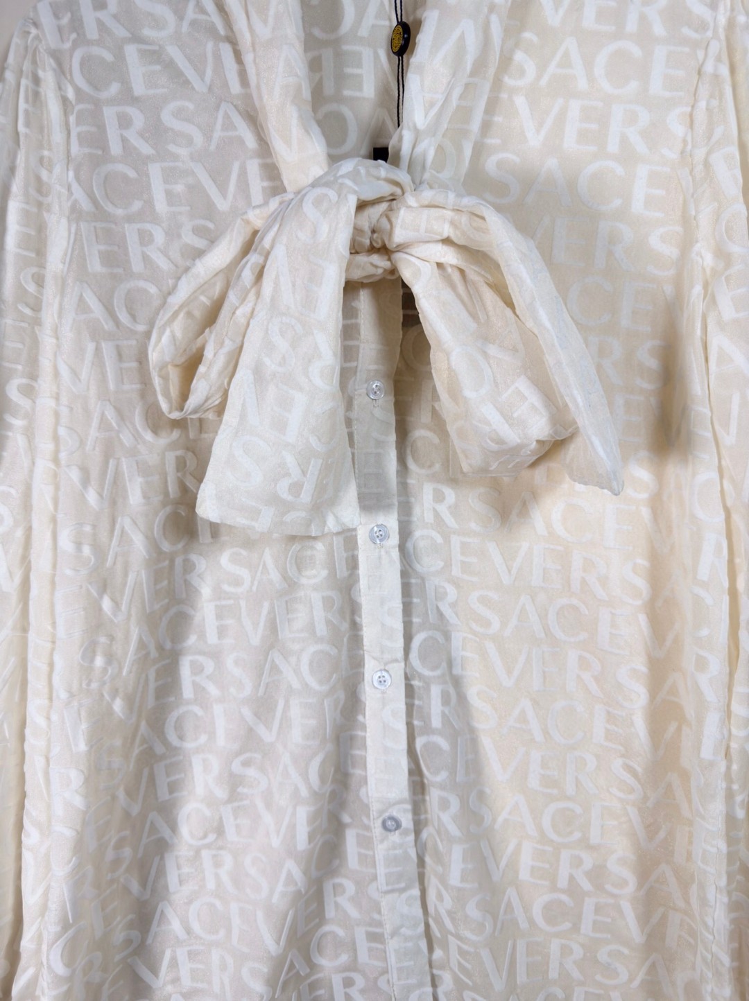 High Quality Women’s Versace Logo Letter Shirt in P380 Van Sage Packaging - 图片 7