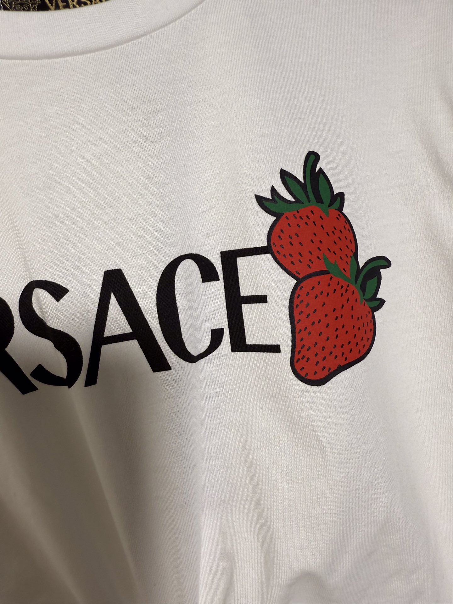High Quality Women’s Clothes: Versace/Van Styrofoyol Series with Ms Strawberry Zipper Marker Logo Letter Zipper Zilong T-shirt. - 图片 5