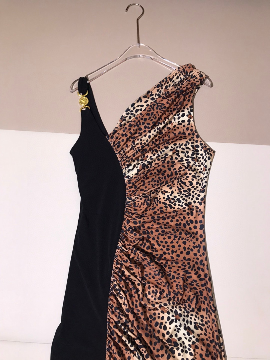 High-Quality Women’s Clothes: Versace/Franch Asymmetrical Dress, Leopard Tweed, Velvet – SMLXL - 图片 3