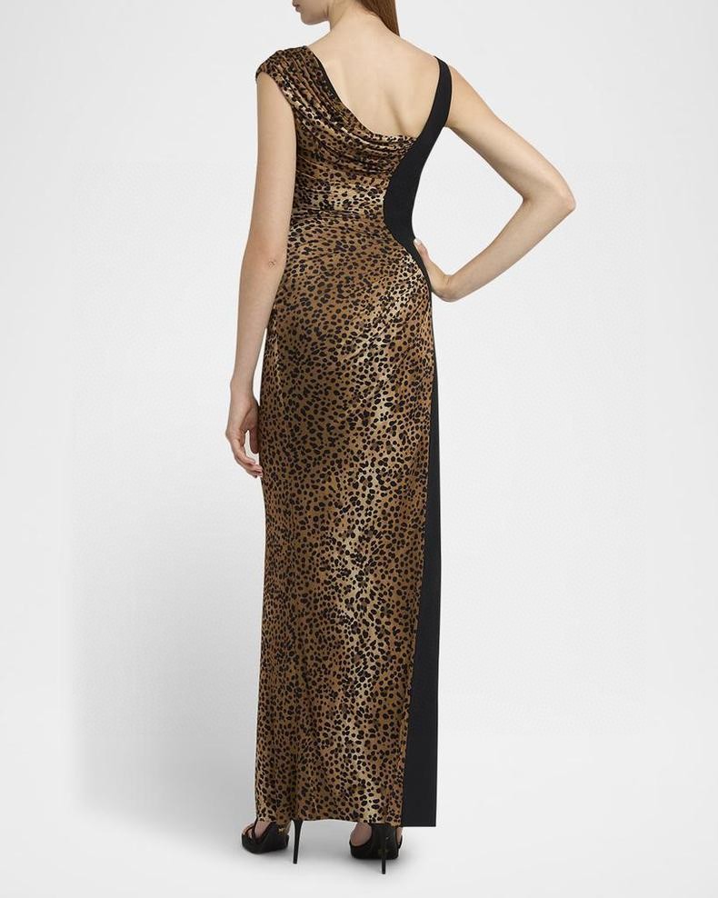 High-Quality Women’s Clothes: Versace/Franch Asymmetrical Dress, Leopard Tweed, Velvet – Sizes SMLXL - 图片 2