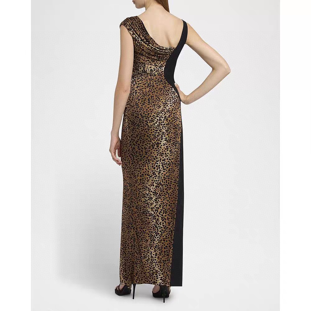 High-Quality Women’s Clothes: Versace/Franch Asymmetrical Dress, Leopard Tweed, Velvet – Sizes SMLXL - 图片 9