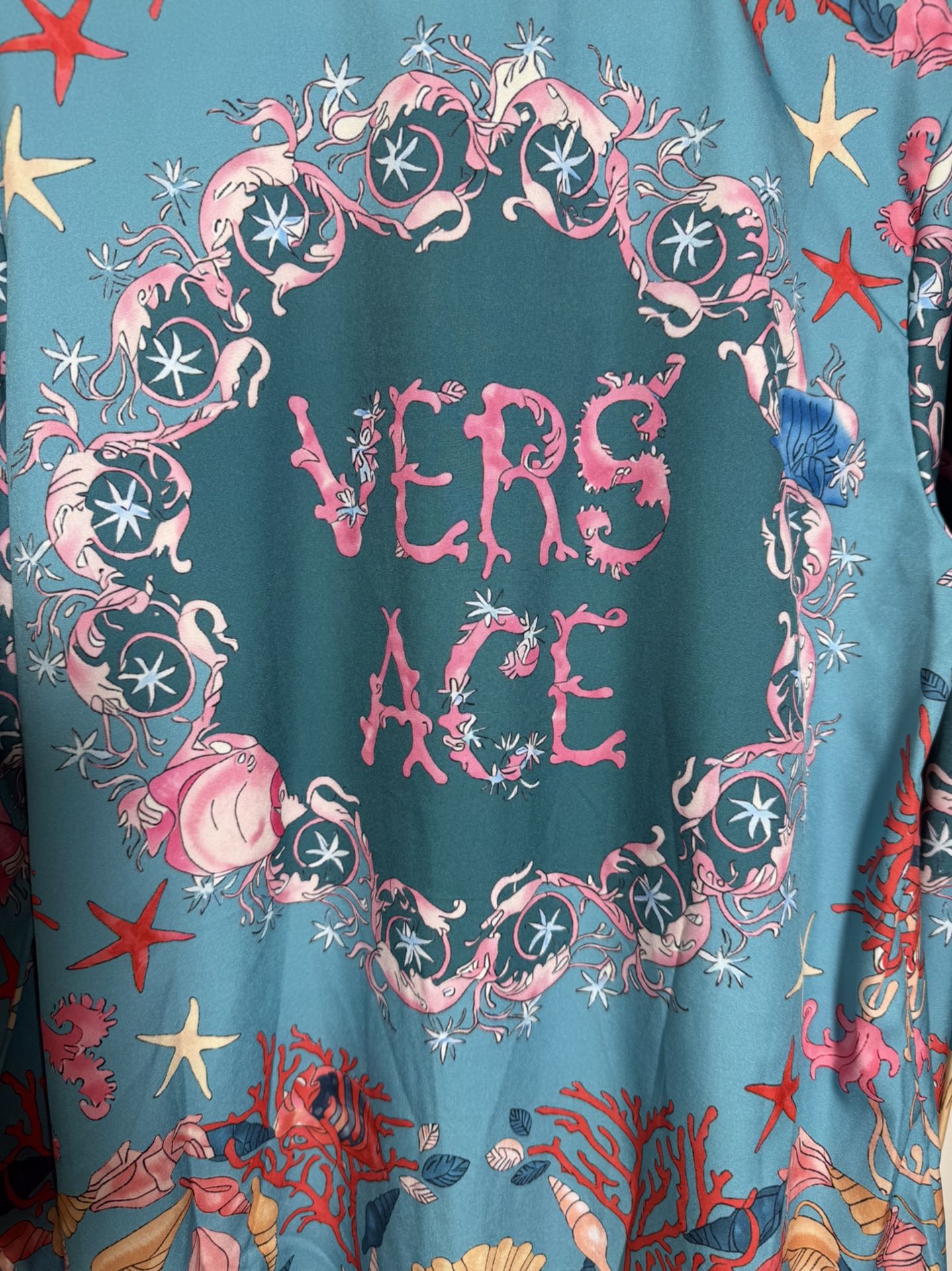 High-Quality Women’s Clothes: Versace/Franch Chest, Blue & Green Sea Shell Patterns, Long-Sleeved Shirts - 图片 9