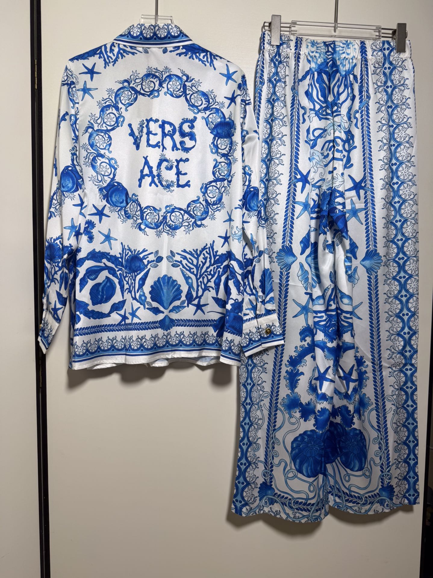 High-End Women’s Clothes Set: Versace/Franch Chest, Blue Bottom Star, Seashell Design, SMLXL Sizes - 图片 3