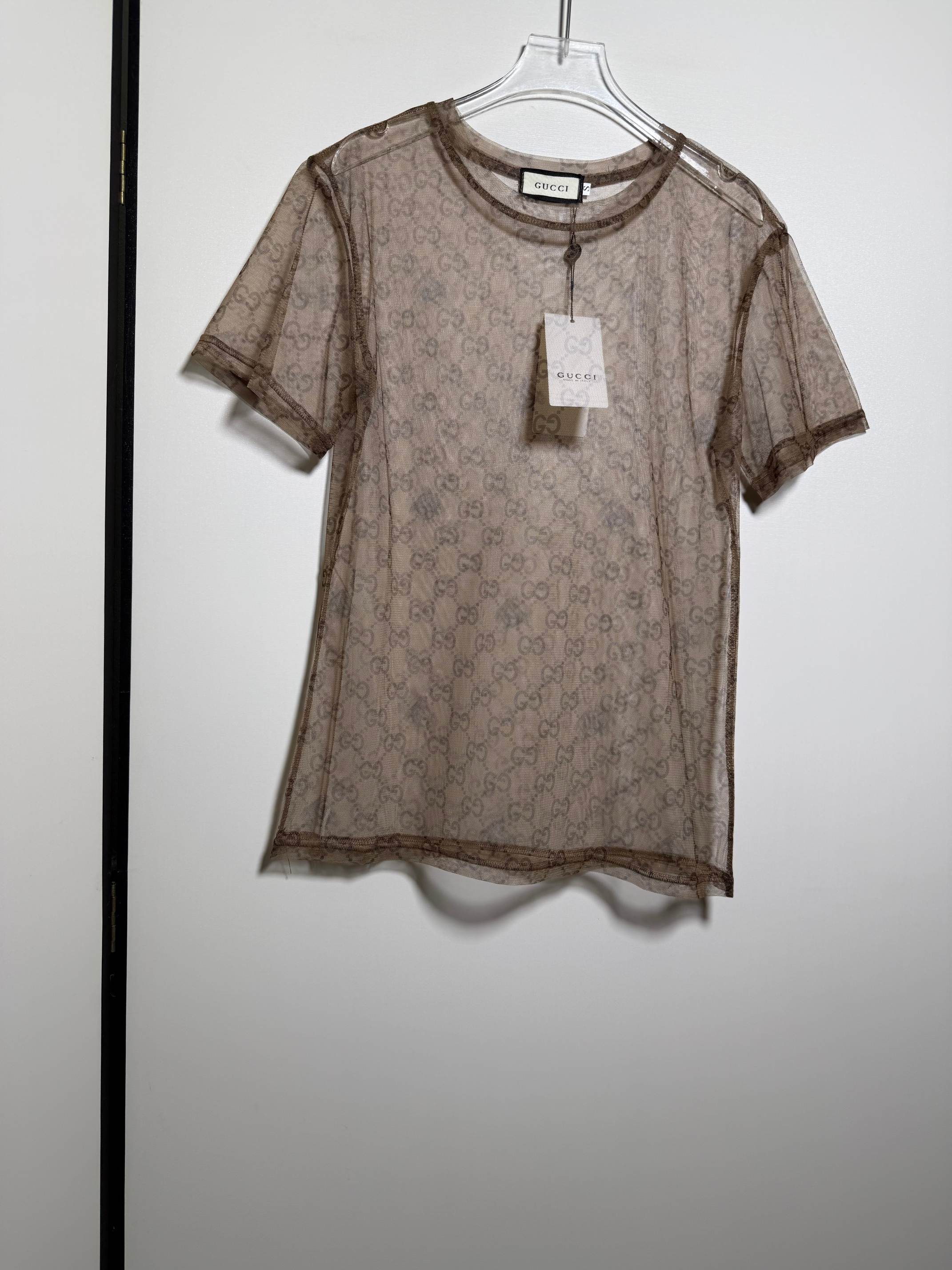 NO:822916,New all-over double G letter printed sexy see-through mesh round neck short-sleeved T-shirt.SMLXL, Gucci-clothing, gucci, T-shirt, tees, t-shirt,19860909新款满印双G字母印花性感透视网纱圆领短袖T恤.SMLXL,古驰-服装,gucci,T-shirt,tees，t-shirt,,Women's clothing
