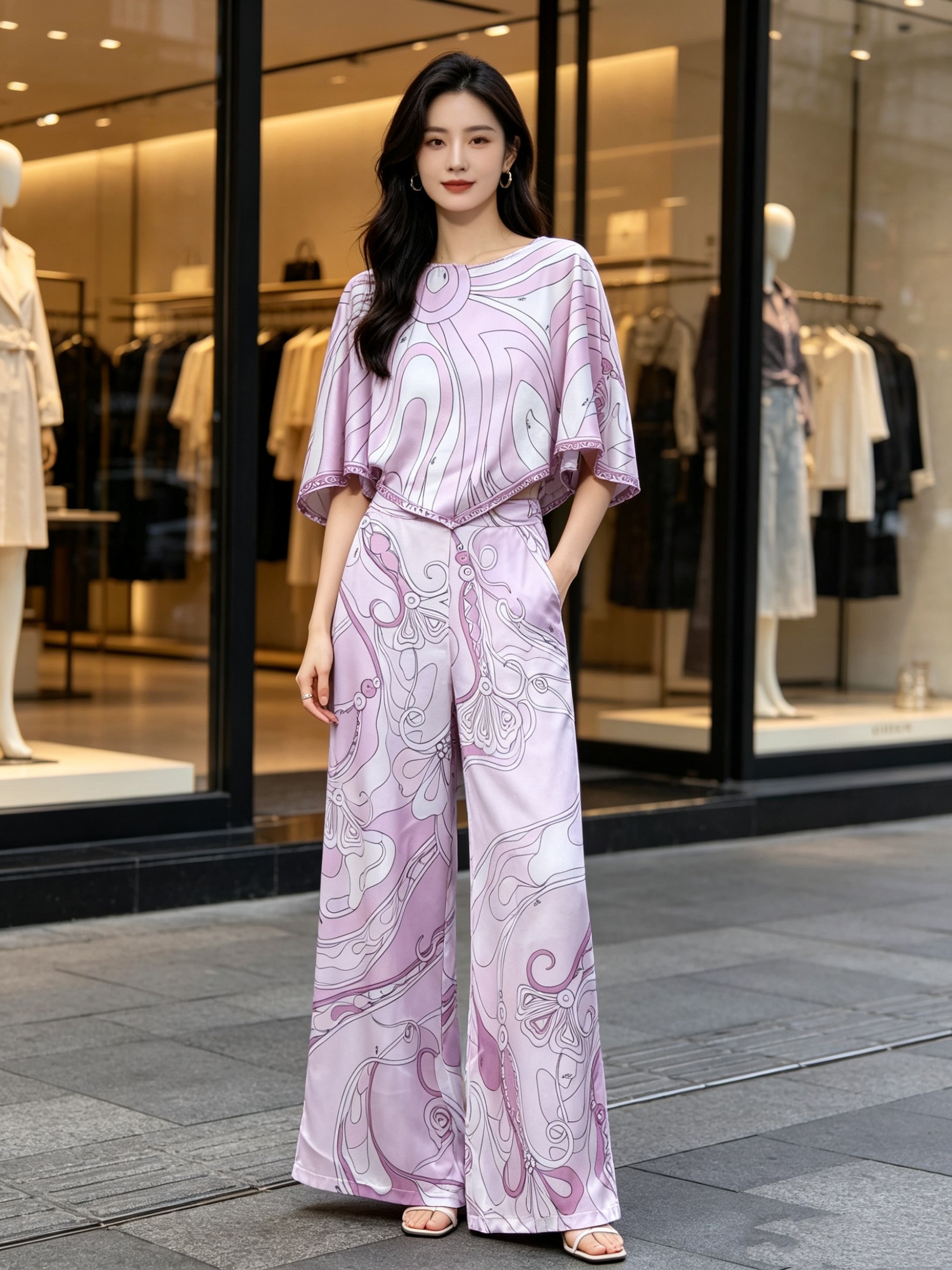 NO:926549,Set PUC's latest multi-color geometric swirl printed blouse and printed trousers, two-piece set.SMLXL,,19860909套装PUC*新款多色几何漩涡印花罩衫印花长裤 套装两件套.SMLXL,,,Women's clothing