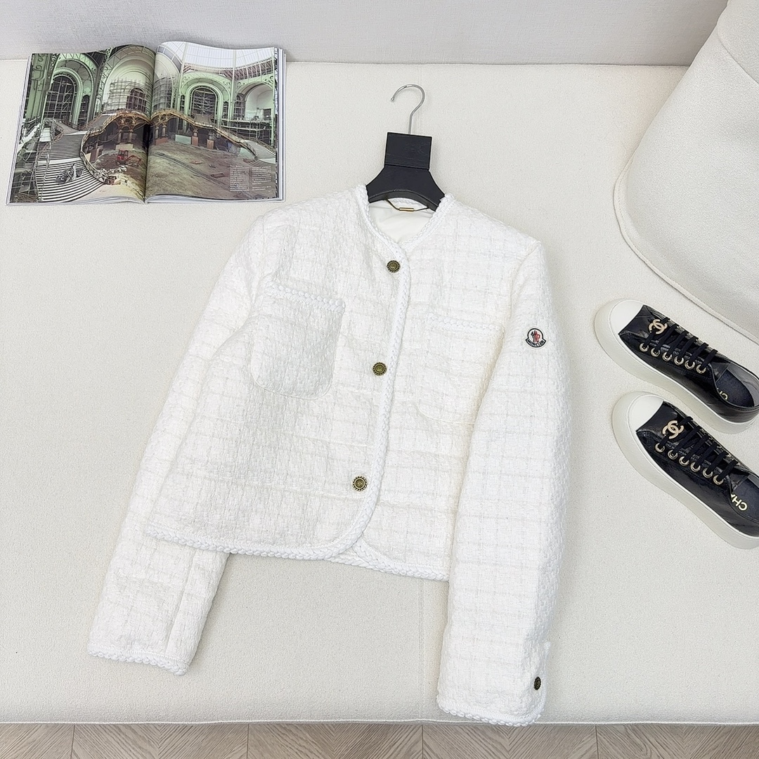 Chanel Top
 Clothing Coats & Jackets Down Jacket White Sewing Weave Duck Down Fall/Winter Collection